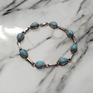 Vtg. Sterling Silver Larimar Bracelet